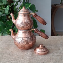 Sonay Bakırcılık Gül Çiçek Eskitme Küçük Bakır Çaydanlık 1,4 Lt