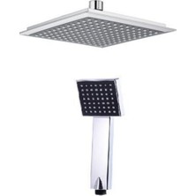 Teknotrust Tekno Trust Kare Tepe Duş Başlığı ve El Duşu Krom Duş Başlığı Siyah Renk Banyo Seti