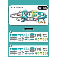 Zhouxue Dıy Demiryolu Araba Bulmaca Monte Yapı Taşı Parça Manyetik Tren Tema SETI-92PCS Kentsel Parça (Yurt Dışından)