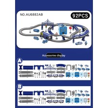Zhouxue Dıy Demiryolu Araba Bulmaca Monte Yapı Taşı Parça Manyetik Tren Tema SETI-92PCS Polis Yolu (Yurt Dışından)