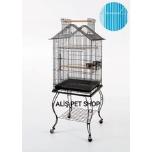 Aliş Petshop Papağan Kafesi Sehpalı Beyaz 51X51X139 cm