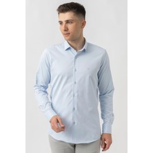White Stone Aarberg G2424 Regular Fit Pamuklu Likralı Gömlek Buz Mavisi