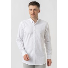 White Stone Aarburg G45044 Pamuklu Regular Fit Oxford Gömlek Beyaz