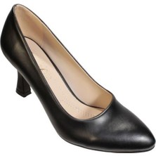 Yaz Kış Ayakkabı Yazkış Kadın Siyah Krem Cilt 7cm Kadeh Topuk Stiletto Ayakkabı
