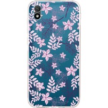 PrintiFy Huawei Y5 2019 Kamera Korumalı Kapak Floral Pudra Tasarımlı Şeffaf Kılıf