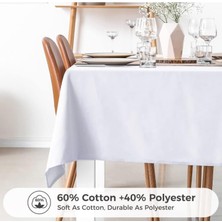 Omar Group Saten Beyaz Masa Örtüsü ( Dikdörtgen )