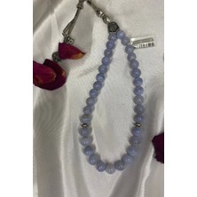 Rahan Tesbih Kalsedon Doğal Taş Gümüş Güneş Sini R Ağı ve Kök Çakra Taşıdır