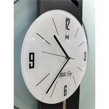 Noble Vita Modern Antrasit-Gümüş Milano Time Modern Dekoratif Metal Camlı Duvar Saati Yuvarlak 85x44 cm Metal Gri