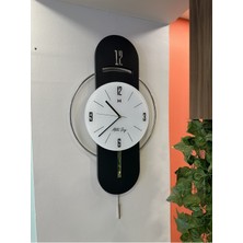 Noble Vita Modern Antrasit-Gümüş Milano Time Modern Dekoratif Metal Camlı Duvar Saati Yuvarlak 85x44 cm Metal Gri