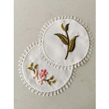 Halley Concept Nakış Işlemeli, Iğne Oyalı 2'li Kahve Sunum Bardak Altlığı