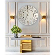 Noble Vita Ahşap Dekoratif Ahşap Duvar Saati, Duvar Saati, Ahşap Saat, Wall Clock, Wall Decor Yuvarlak Beyaz