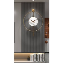 Noble Vita Metal Timelles White Gold Solo , Modern Dekoratif Sarkaçlı Metal Duvar Saati Yuvarlak Beyaz 60 x 80 cm