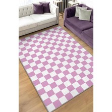 Homshtag Pembebeyaz Damalı Halı Mutfak Halısı Kareli Oturma Odası Halısı Retro Tarzı Salon Halısı