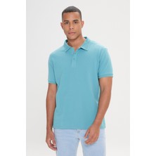 ALTINYILDIZ CLASSICS Erkek Petrol %100 Pamuk Kıvrılmaz Polo Yaka Slim Fit Dar Kesim Tişört