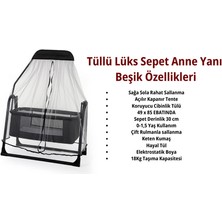 Tois Luie Tüllü Sepet Beşik Sallanabilir Bebek Beşiği Keten Kumaş Tüllü Beşik