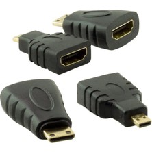 HDMI To HDMI Kablo Set Mini Micro Standart Altın Uçlu Dönüştürücü