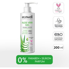 Ecowell Aloe Vera Jel, Organik & Vegan Sertifikalı, Güneş Sonrası Yatıştırıcı Nemlendirici Rahatlatıcı 200ml