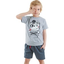 Denokids Ahoy Kedi Erkek Çocuk T-Shirt Şort Takım