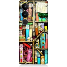 Teknomeg Vivo V29 5g Uyumlu Kitaplık ve Raflar Books Shelf Desenli Silikon Kılıf