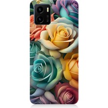 Teknomeg Vivo Y15S Uyumlu Pastel Soft Güller Desenli Silikon Kılıf