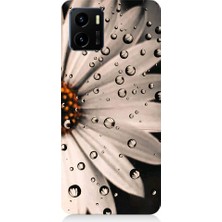 Teknomeg Vivo Y15S Uyumlu Papatya ve Su Damlaları Desenli Silikon Kılıf