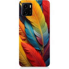 Teknomeg Vivo Y15S Uyumlu Pastel Renkli Tüyler Desenli Silikon Kılıf