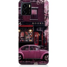 Teknomeg Vivo Y15S Uyumlu Kitapçı ve Pembe Volkswagen Desenli Silikon Kılıf