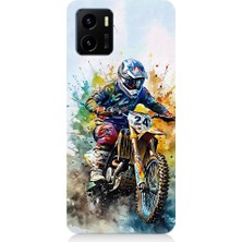 Teknomeg Vivo Y15S Uyumlu Motorsikletçi Desenli Silikon Kılıf