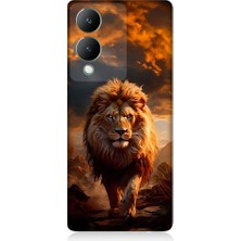 Teknomeg Vivo Y17S Uyumlu Yırtıcı Aslan Kral Desenli Silikon Kılıf