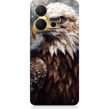 Teknomeg Vivo Y36 Uyumlu Asil Beyaz Başlı Siyah Kartal Desenli Silikon Kılıf