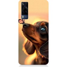 Teknomeg Vivo Y53S Uyumlu Sevimli Köpek ve Kelebek Desenli Silikon Kılıf