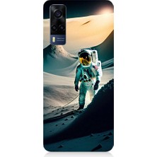 Teknomeg Vivo Y53S Uyumlu Astronot ve Araştırma Desenli Silikon Kılıf