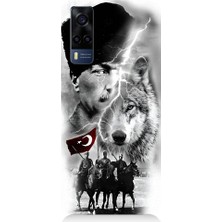 Teknomeg Vivo Y53S Uyumlu Atatürk Kurt ve Bayrak Desenli Silikon Kılıf