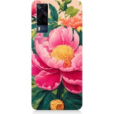 Teknomeg Vivo Y53S Uyumlu Pembe Çiçekler Desenli Silikon Kılıf