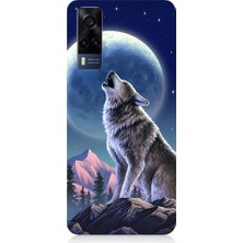 Teknomeg Vivo Y53S Uyumlu Kurt ve Ay Desenli Silikon Kılıf