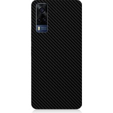 Teknomeg Vivo Y53S Uyumlu Siyah Karbon Motif Desenli Silikon Kılıf