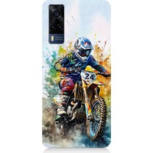 Teknomeg Vivo Y53S Uyumlu Motorsikletçi Desenli Silikon Kılıf