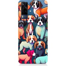 Teknomeg Vivo Y53S Uyumlu Sevimli Pastel Köpekler Desenli Silikon Kılıf