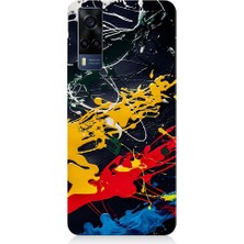 Teknomeg Vivo Y53S Uyumlu Renkli Boya Darbeleri Desenli Silikon Kılıf