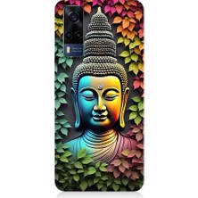 Teknomeg Vivo Y53S Uyumlu Budha ve Sarmaşık Yapraklar Desenli Silikon Kılıf