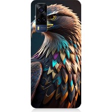 Teknomeg Vivo Y53S Uyumlu Renkli Kaya Kartalı Desenli Silikon Kılıf