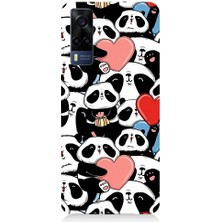 Teknomeg Vivo Y53S Uyumlu Panda Aşkı ve Hediye Desenli Silikon Kılıf