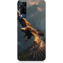 Teknomeg Vivo Y53S Uyumlu Uçan Kara Kartal Desenli Silikon Kılıf