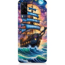 Teknomeg Vivo Y53S Uyumlu Denizde Direkli Ahşap Gemi Desenli Silikon Kılıf