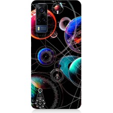 Teknomeg Vivo Y53S Uyumlu Sci Fi Gezegenler ve Vektörler Desenli Silikon Kılıf