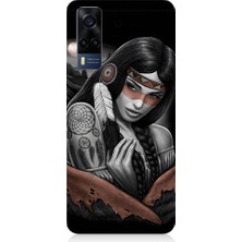 Teknomeg Vivo Y53S Uyumlu Kızılldereli Kız Dreamcatcher Desenli Silikon Kılıf