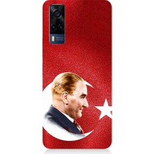 Teknomeg Vivo Y53S Uyumlu Bayrak ve Mustafa Kemal Atatürk Desenli Silikon Kılıf