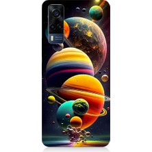 Teknomeg Vivo Y53S Uyumlu Gezegenler ve Büyük Patlama Desenli Silikon Kılıf