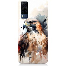 Teknomeg Vivo Y53S Uyumlu Siyah Beyaz Asil Kartal Desenli Silikon Kılıf