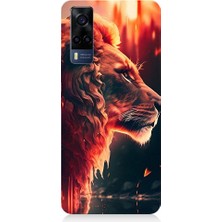 Teknomeg Vivo Y53S Uyumlu Sarı Kırmızı Asil Aslan Desenli Silikon Kılıf